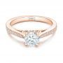18k Rose Gold 18k Rose Gold Custom Diamond Engagement Ring - Flat View -  102363 - Thumbnail