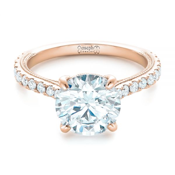 14k Rose Gold 14k Rose Gold Custom Diamond Engagement Ring - Flat View -  102402