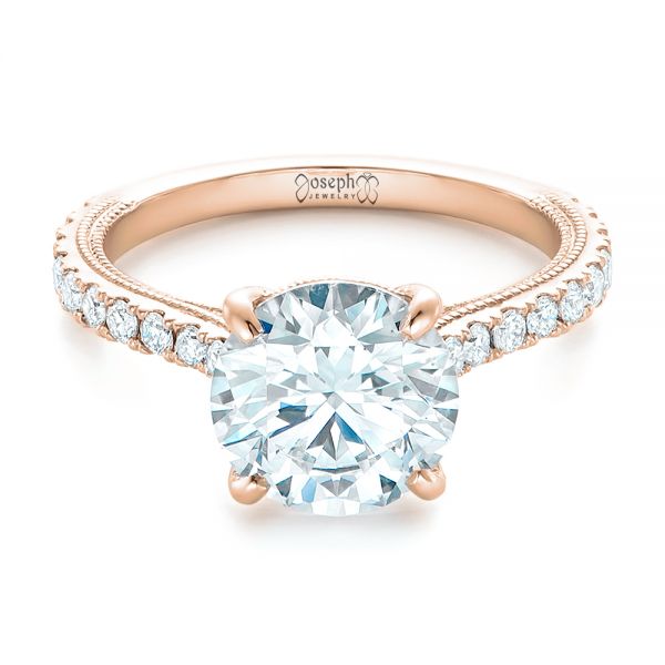 14k Rose Gold 14k Rose Gold Custom Diamond Engagement Ring - Flat View - 102402
