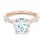 18k Rose Gold 18k Rose Gold Custom Diamond Engagement Ring - Flat View -  102402 - Thumbnail
