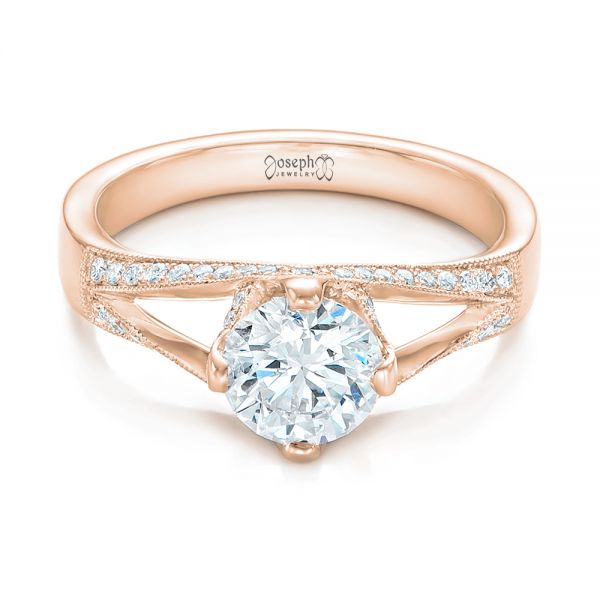 14k Rose Gold 14k Rose Gold Custom Diamond Engagement Ring - Flat View - 102405