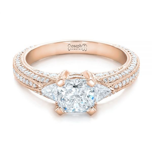 18k Rose Gold 18k Rose Gold Custom Diamond Engagement Ring - Flat View -  102457
