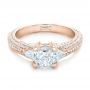 18k Rose Gold 18k Rose Gold Custom Diamond Engagement Ring - Flat View -  102457 - Thumbnail