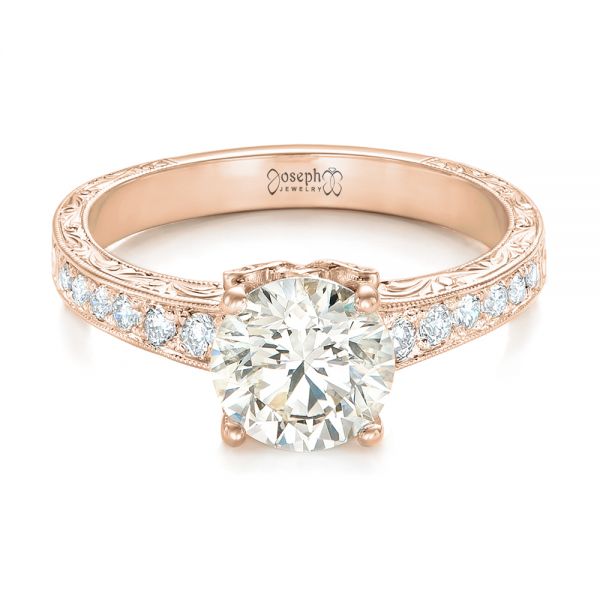 14k Rose Gold 14k Rose Gold Custom Diamond Engagement Ring - Flat View -  102462