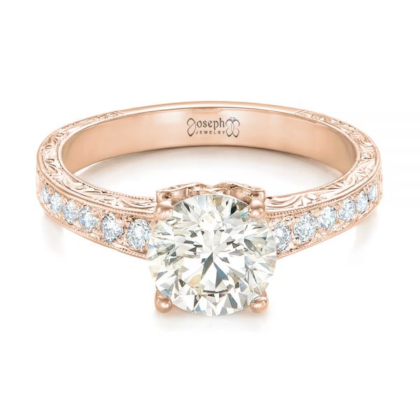 14k Rose Gold 14k Rose Gold Custom Diamond Engagement Ring - Flat View - 102462
