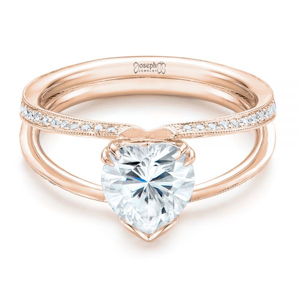 18k Rose Gold 18k Rose Gold Custom Diamond Engagement Ring - Flat View -  102463