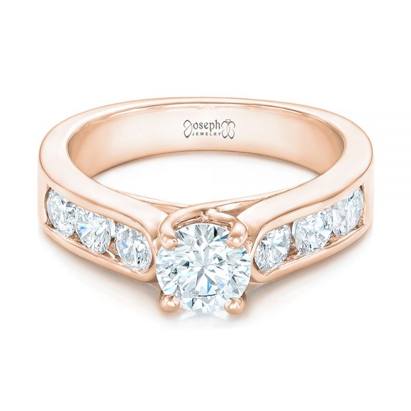 18k Rose Gold 18k Rose Gold Custom Diamond Engagement Ring - Flat View -  102470