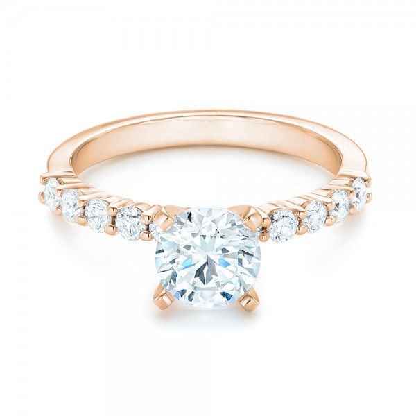 18k Rose Gold 18k Rose Gold Custom Diamond Engagement Ring - Flat View -  102582