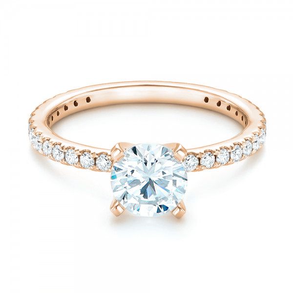 14k Rose Gold 14k Rose Gold Custom Diamond Engagement Ring - Flat View -  102586