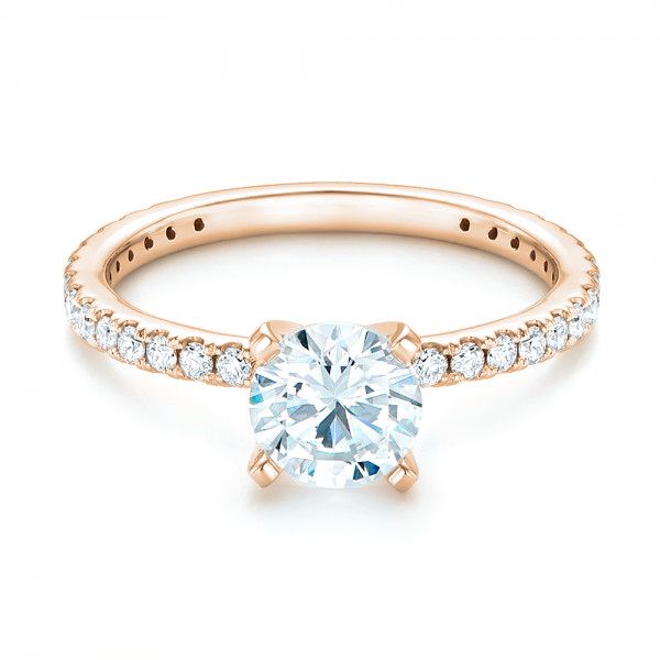 18k Rose Gold 18k Rose Gold Custom Diamond Engagement Ring - Flat View - 102586