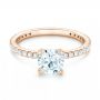 18k Rose Gold 18k Rose Gold Custom Diamond Engagement Ring - Flat View -  102586 - Thumbnail