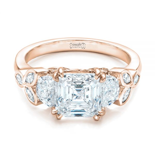 14k Rose Gold 14k Rose Gold Custom Diamond Engagement Ring - Flat View -  102594