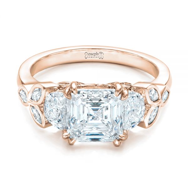14k Rose Gold 14k Rose Gold Custom Diamond Engagement Ring - Flat View - 102594