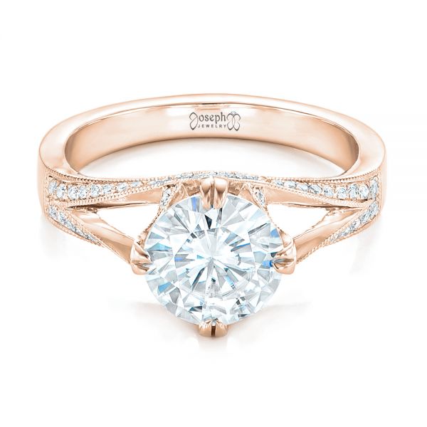14k Rose Gold 14k Rose Gold Custom Diamond Engagement Ring - Flat View -  102601