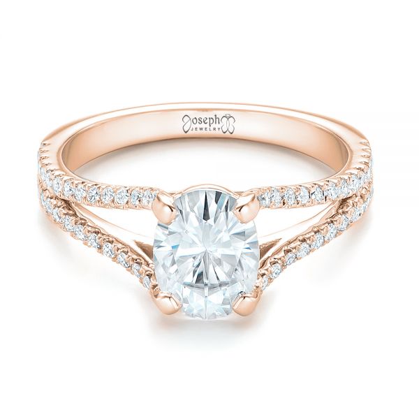 18k Rose Gold 18k Rose Gold Custom Diamond Engagement Ring - Flat View -  102604