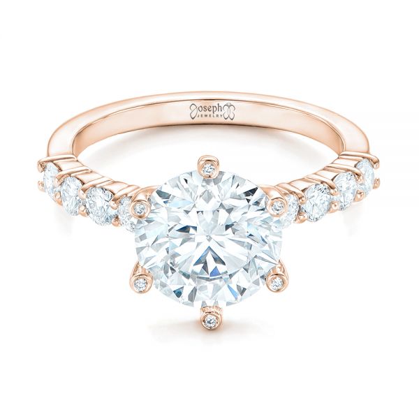 14k Rose Gold 14k Rose Gold Custom Diamond Engagement Ring - Flat View -  102614