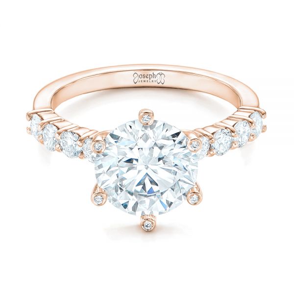 18k Rose Gold 18k Rose Gold Custom Diamond Engagement Ring - Flat View - 102614