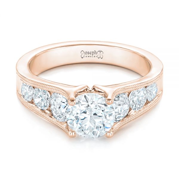 14k Rose Gold 14k Rose Gold Custom Diamond Engagement Ring - Flat View -  102762