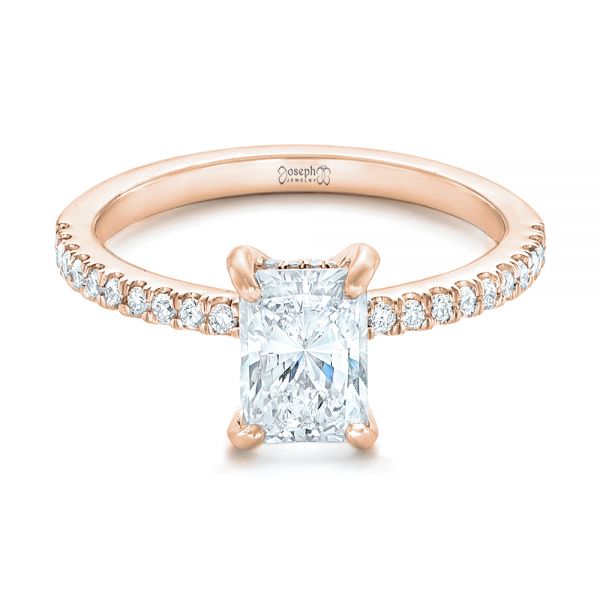 18k Rose Gold 18k Rose Gold Custom Diamond Engagement Ring - Flat View -  102856