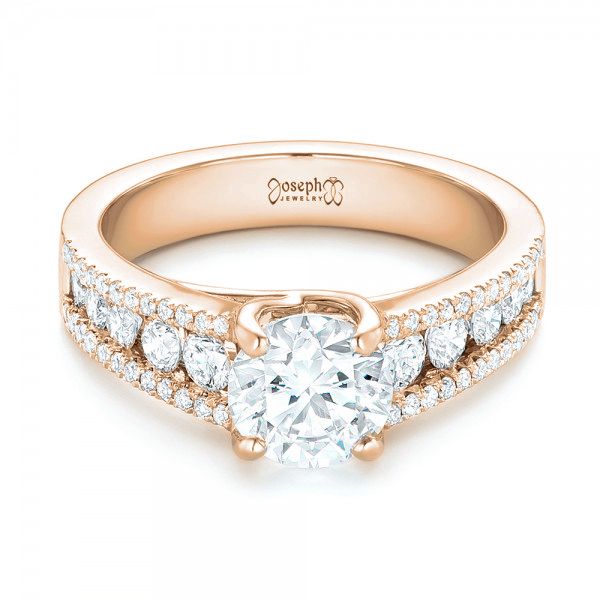 14k Rose Gold 14k Rose Gold Custom Diamond Engagement Ring - Flat View -  102886