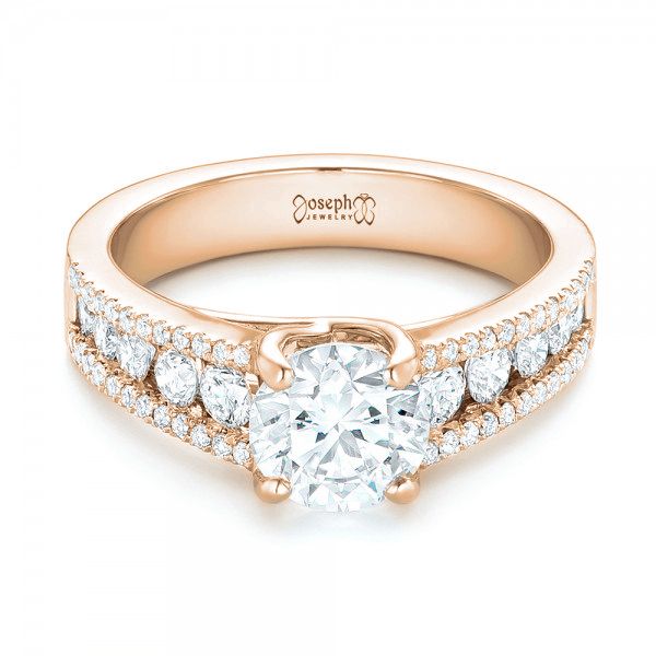 14k Rose Gold 14k Rose Gold Custom Diamond Engagement Ring - Flat View - 102886