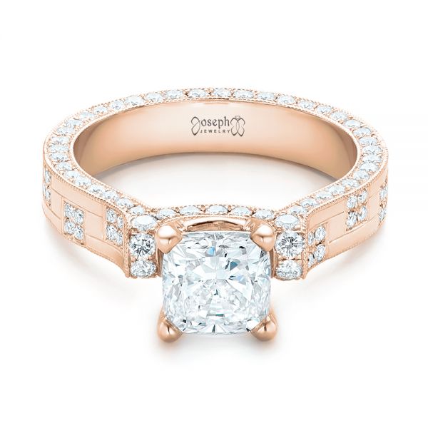 18k Rose Gold 18k Rose Gold Custom Diamond Engagement Ring - Flat View -  102895