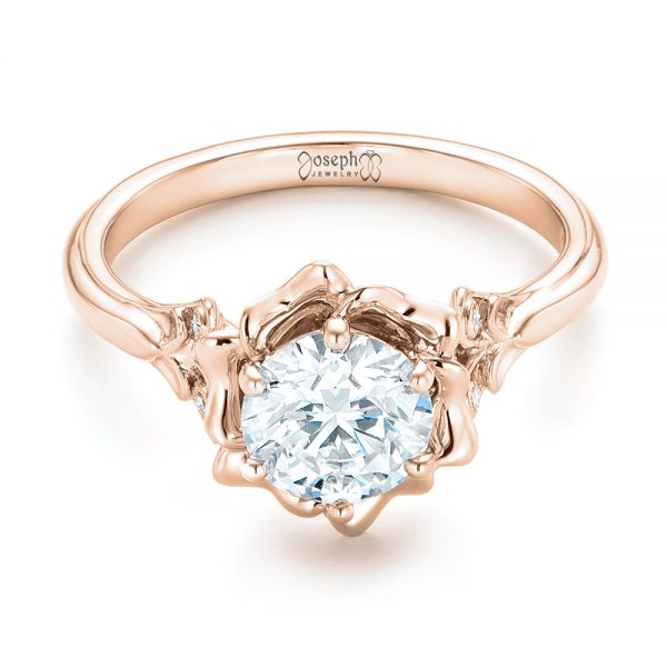 14k Rose Gold 14k Rose Gold Custom Diamond Engagement Ring - Flat View -  102896