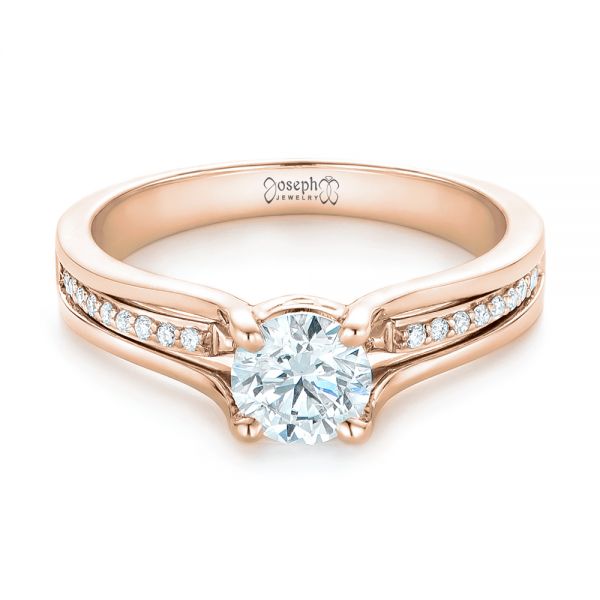 18k Rose Gold 18k Rose Gold Custom Diamond Engagement Ring - Flat View -  102903