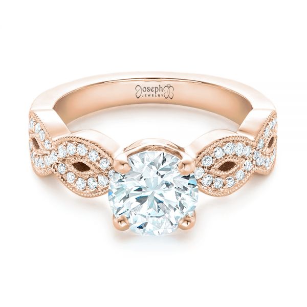 14k Rose Gold 14k Rose Gold Custom Diamond Engagement Ring - Flat View -  102905