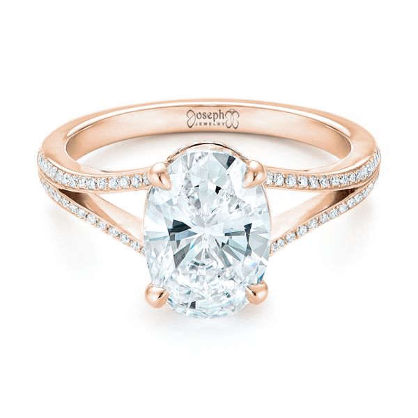 18k Rose Gold 18k Rose Gold Custom Diamond Engagement Ring - Flat View -  102946