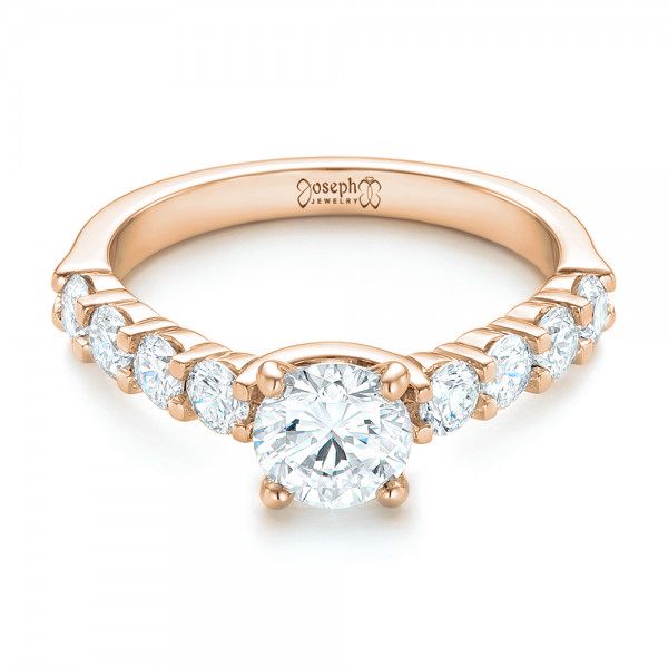 18k Rose Gold 18k Rose Gold Custom Diamond Engagement Ring - Flat View -  102955
