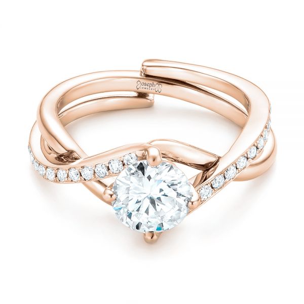 18k Rose Gold 18k Rose Gold Custom Diamond Engagement Ring - Flat View -  102969