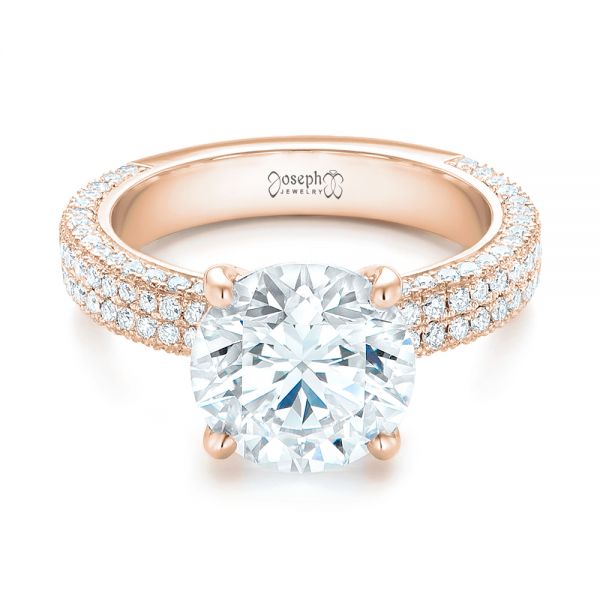 18k Rose Gold 18k Rose Gold Custom Diamond Engagement Ring - Flat View -  102971
