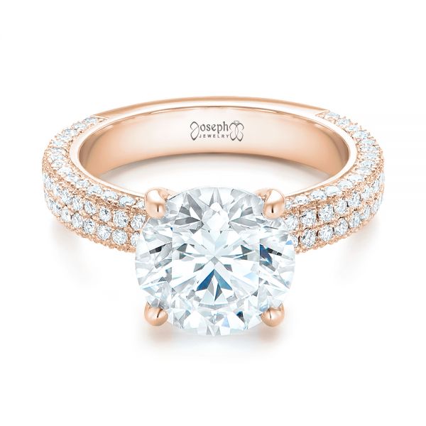 14k Rose Gold 14k Rose Gold Custom Diamond Engagement Ring - Flat View - 102971
