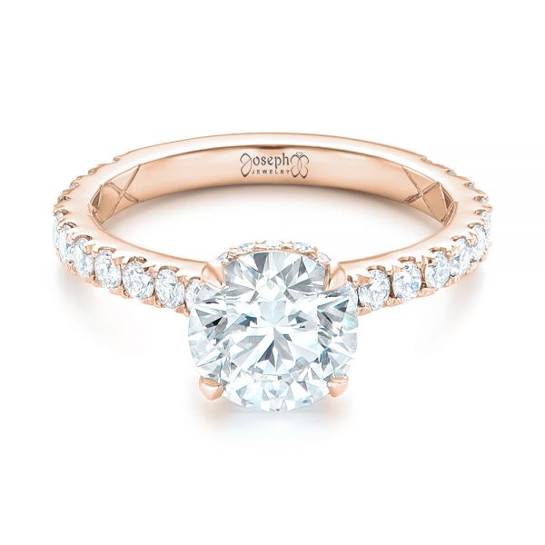 18k Rose Gold 18k Rose Gold Custom Diamond Engagement Ring - Flat View -  102995