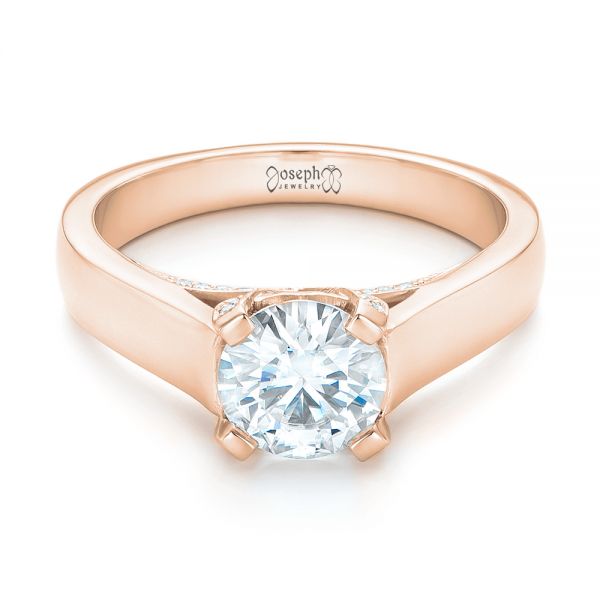 14k Rose Gold 14k Rose Gold Custom Diamond Engagement Ring - Flat View -  102996