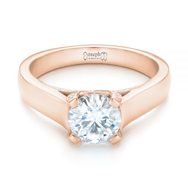 14k Rose Gold 14k Rose Gold Custom Diamond Engagement Ring - Flat View - 102996