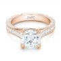 18k Rose Gold 18k Rose Gold Custom Diamond Engagement Ring - Flat View -  103013 - Thumbnail