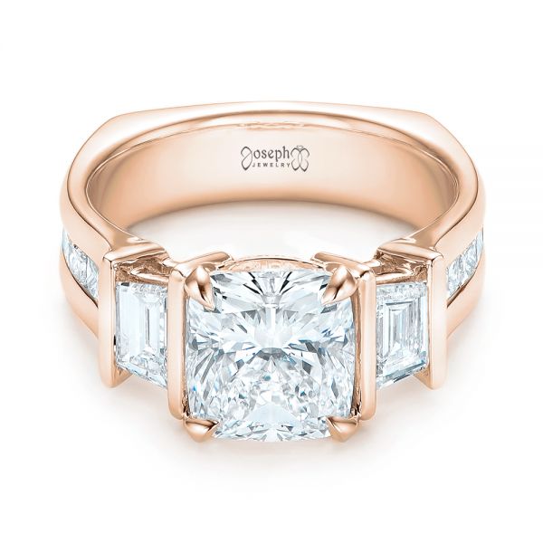 18k Rose Gold 18k Rose Gold Custom Diamond Engagement Ring - Flat View - 103017