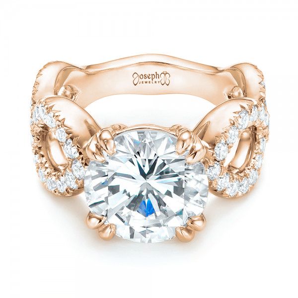 14k Rose Gold 14k Rose Gold Custom Diamond Engagement Ring - Flat View -  103042