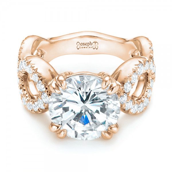 18k Rose Gold 18k Rose Gold Custom Diamond Engagement Ring - Flat View - 103042