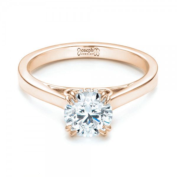 18k Rose Gold 18k Rose Gold Custom Diamond Engagement Ring - Flat View -  103057