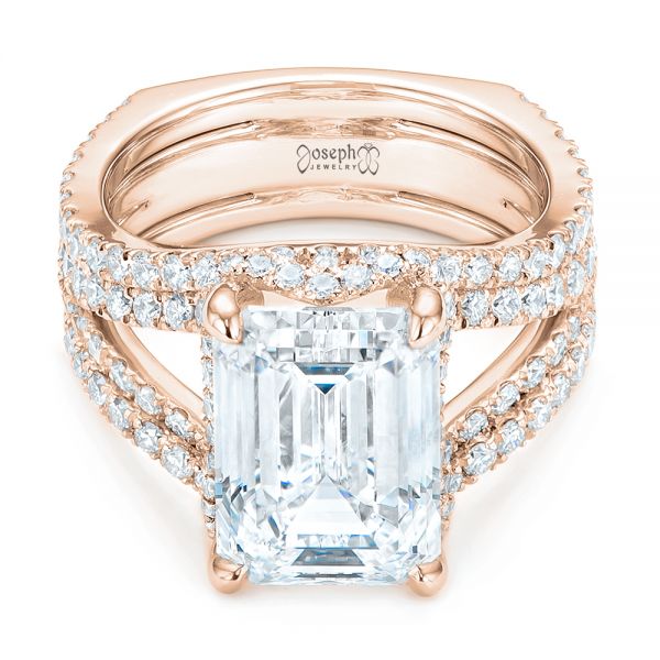 18k Rose Gold 18k Rose Gold Custom Diamond Engagement Ring - Flat View -  103138