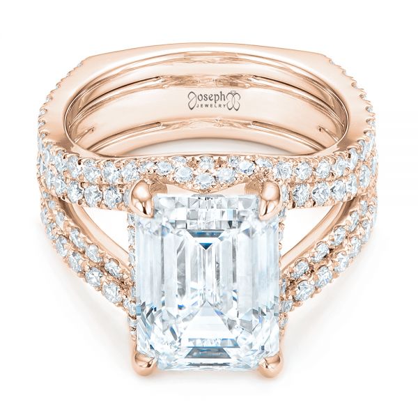 18k Rose Gold 18k Rose Gold Custom Diamond Engagement Ring - Flat View - 103138