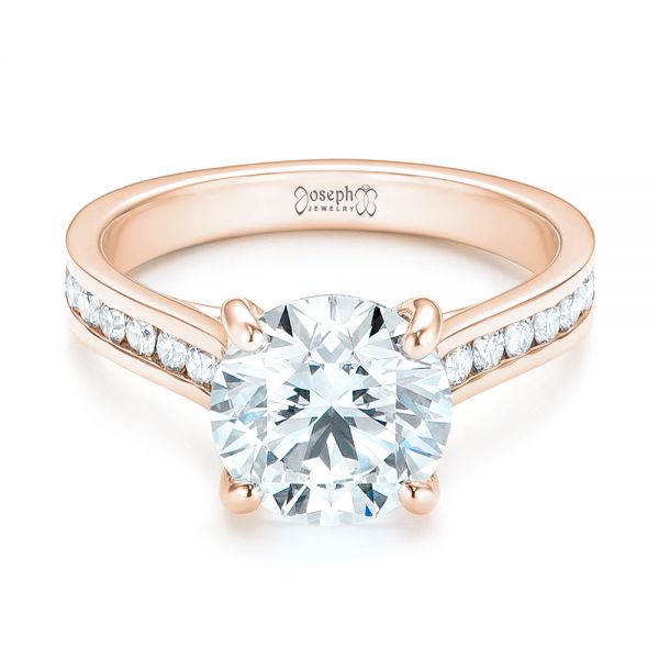18k Rose Gold 18k Rose Gold Custom Diamond Engagement Ring - Flat View -  103150