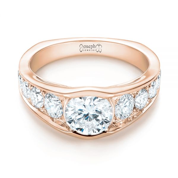 18k Rose Gold 18k Rose Gold Custom Diamond Engagement Ring - Flat View -  103165