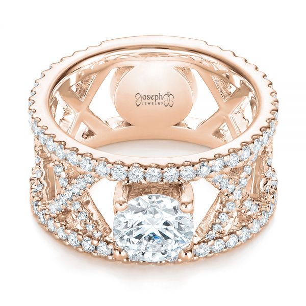 14k Rose Gold 14k Rose Gold Custom Diamond Engagement Ring - Flat View -  103215