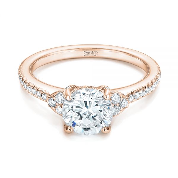 18k Rose Gold 18k Rose Gold Custom Diamond Engagement Ring - Flat View -  103219