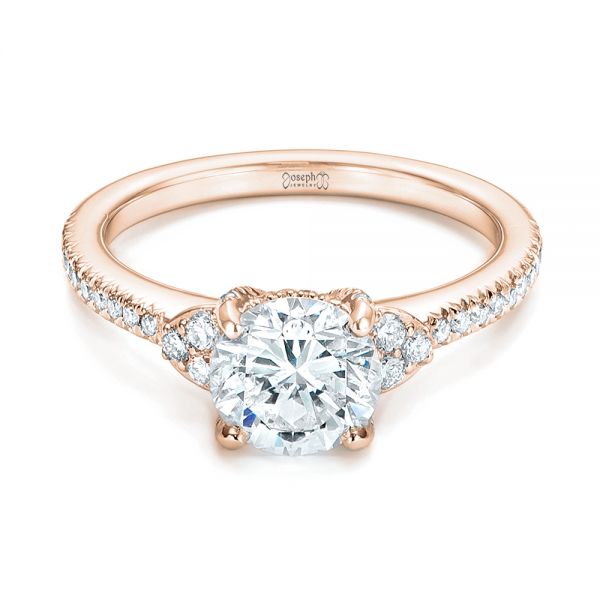 14k Rose Gold 14k Rose Gold Custom Diamond Engagement Ring - Flat View - 103219