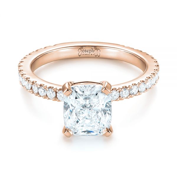 14k Rose Gold 14k Rose Gold Custom Diamond Engagement Ring - Flat View -  103222
